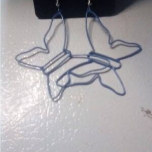 Blue Butterfly Wire Earrings